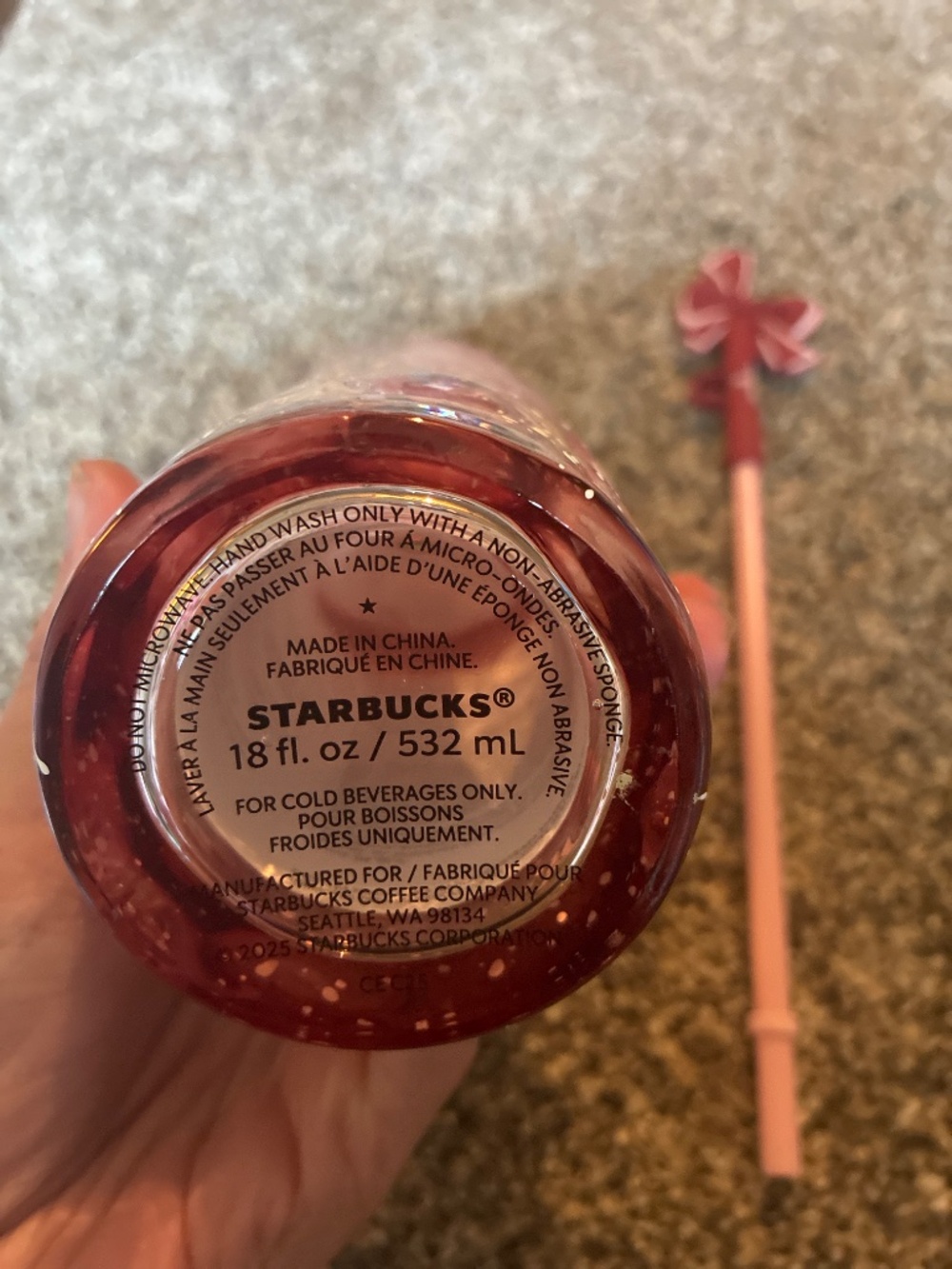Starbucks Pink Winter Wonderland Cold Cup With Bow Straw Topper - Picture 4 of 7